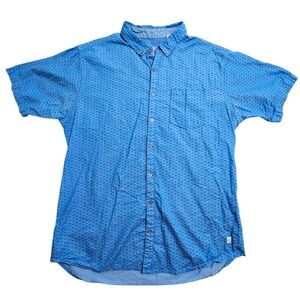 Depart West Button Down Shirt Mens XL Blue Geometric Short Sleeve DWW101
